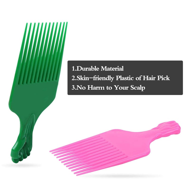 LEADUWAY Fist Picks for Curly and Afro Hair, Plastic 6.5 inch Lift Picks for Women and Men, Rainbow Set (6 PCS) - Image 4